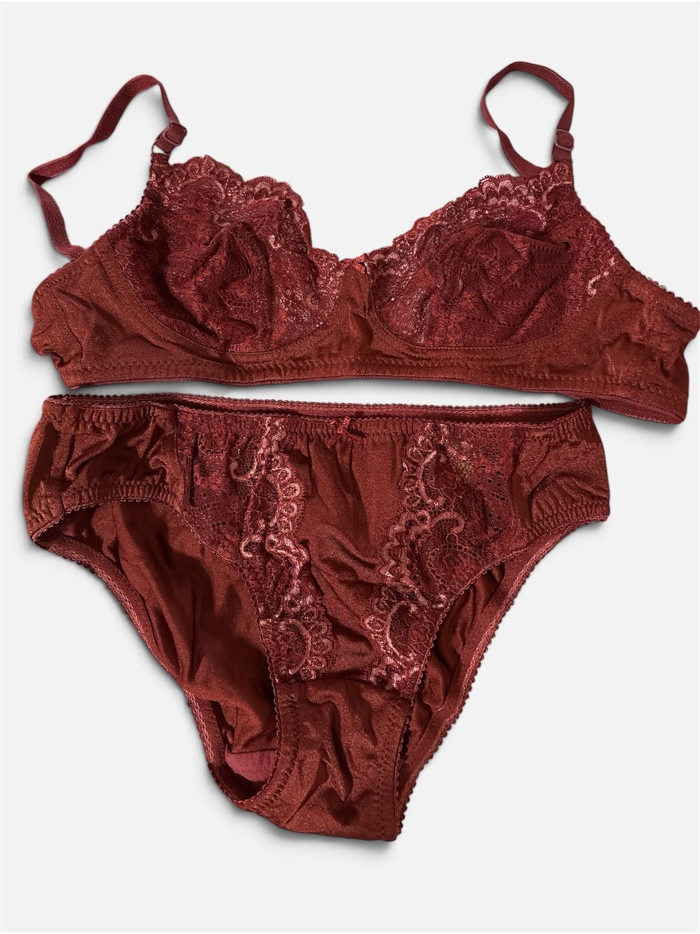 Lace Unlined Bra & Brief Set in Deep Burgundy